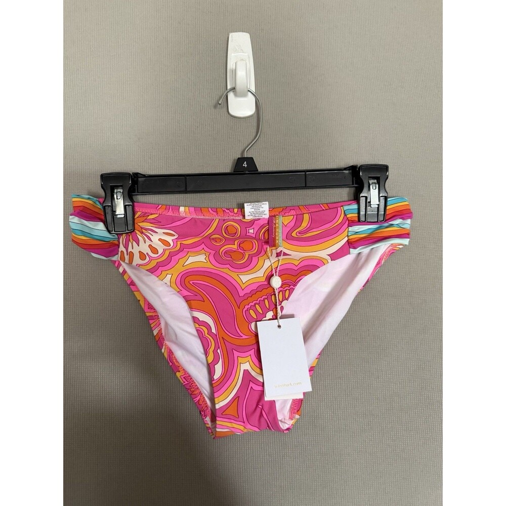 Trina Turk  Bikini Swimsuit Bottom 8 M Hawaiian Garden Tab-Side Hipster PinkNWT